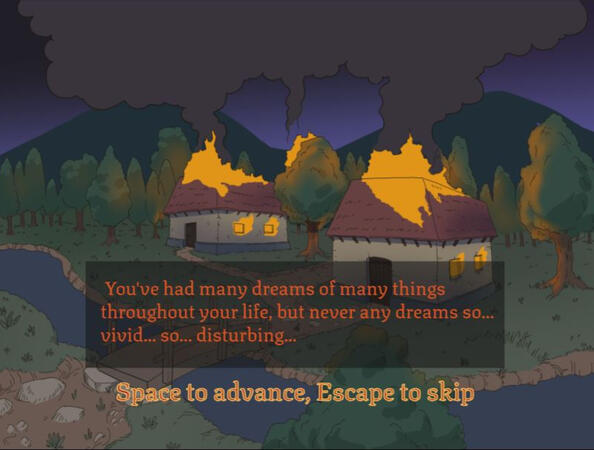 Prologue art of burning town